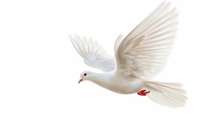 Obraz premium divine messenger flying white dove symbolizing the holy spirit isolated on white digital illustration