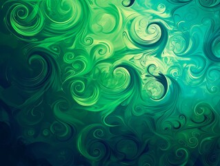 Abstract Green Swirls Background, Artistic Design
