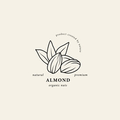 Line art almond nut logo