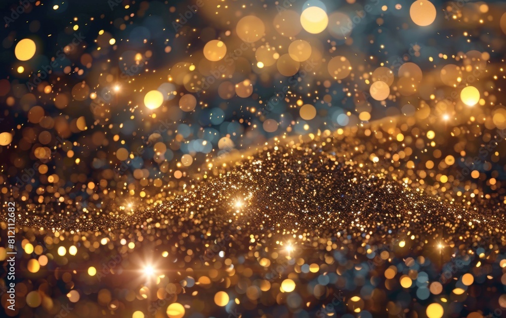Poster the image is a bright and colorful scene with a lot of glitter. the glitter is scattered all over th