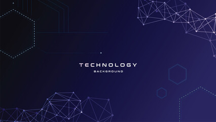 Abstract futuristic - Modern technology with polygonal shapes on dark blue background.