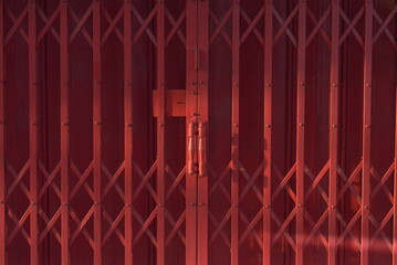 Red Closed Metal folding Gate 