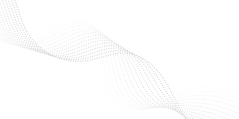 Gray white flowing particles abstract background design. Abstract halftone flowing wavy gradient dots shape isolated on transparent background. digital futuristic technology concept vector 