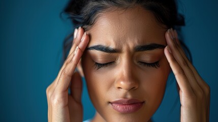 Fototapeta premium A Pacific Islander woman displaying visible signs of frustration or tension.