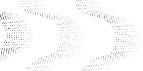  Flowing dots particles wave pattern halftone gradient curve shape isolated on transparent background. Digital future technology concept. Design for web design, music, cover, technology,