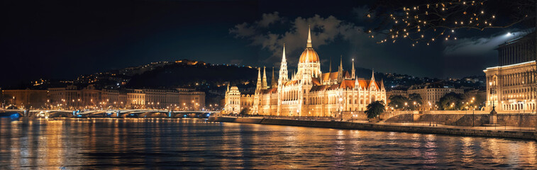 Obraz premium Hungarian Parliament building at night