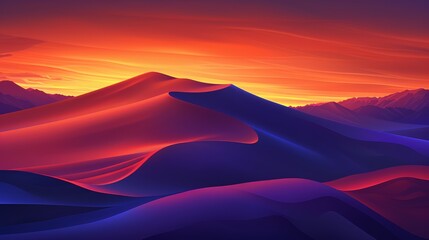 Surreal Red Mountains Under A Vibrant Sunset