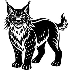 a-happy-lynx-silhouette-vector-style-on-white-back