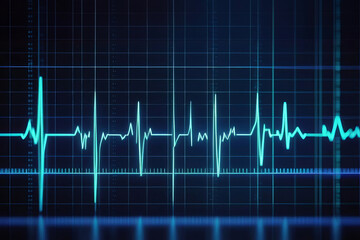 Fototapeta premium electrocardiogram (ECG) display showing a heartbeat blue color. Perfect for illustrating medical diagnostics, heart health, and the integration of technology in healthcare