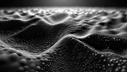 3D abstract water drops black surface background with dots pattern design
