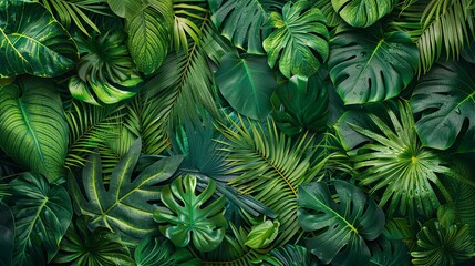 lush green tropical leaves background, suitable for use as a background for a website, blog, or social media post.