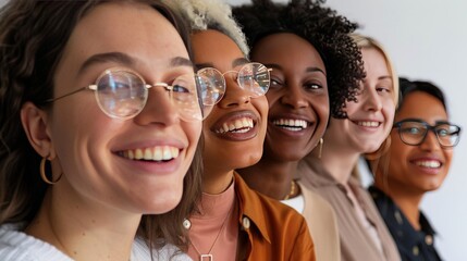 Fototapeta premium diversity equity inclusion, group of multi culuture women standing in a line