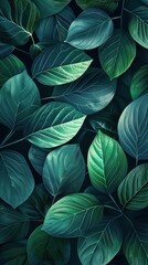 Green leaves background. Close-up of lush foliage. Leaves texture. Nature backdrop.