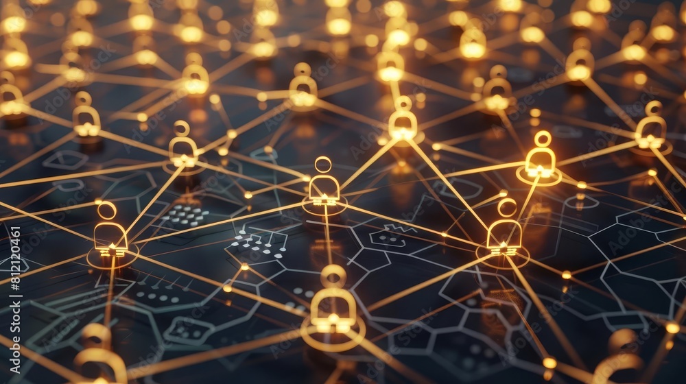 Poster network concept illustrating human resources strategy and management abstract 3d rendering