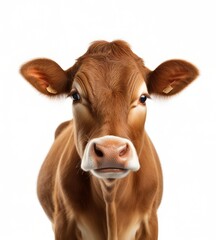A brown cow looking at the camera.