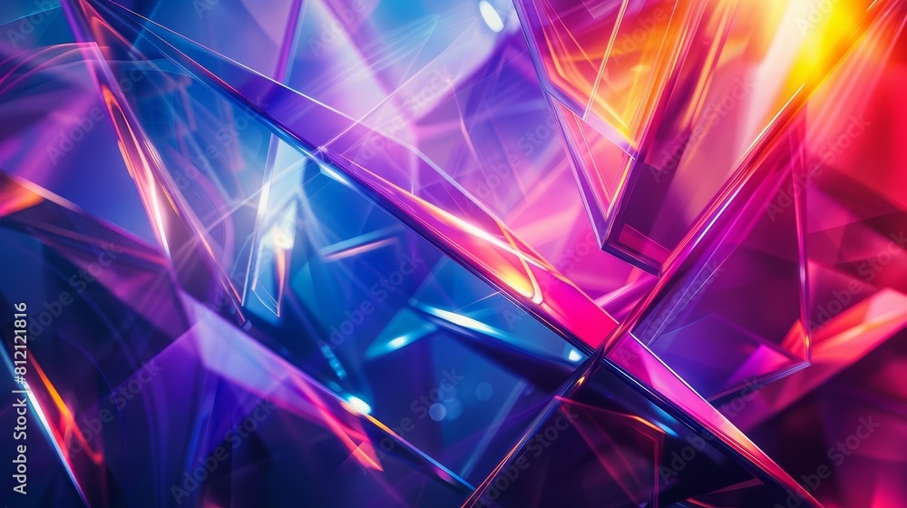 Poster futuristic fusion dynamic interplay of geometric forms and vivid hues abstract background