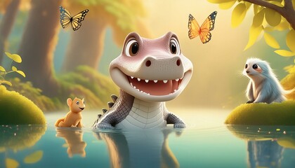 green baby crocodille