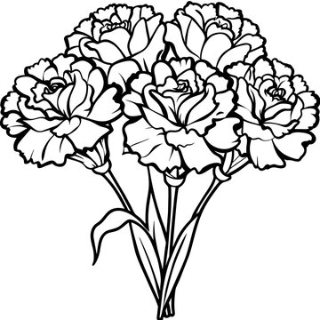 recommend clip art: Carnation flower outline coloring book page line art drawing vector illustration for children and adults