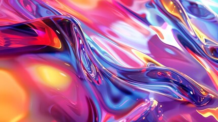 Obraz premium mesmerizing abstract liquid glass shape with vibrant rainbow reflections and fluid motion colorful art digital illustration
