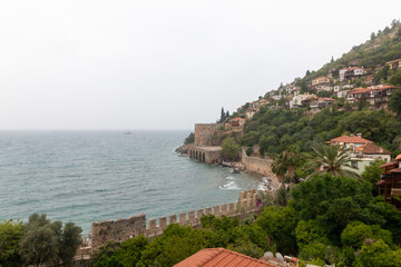 Panoramic view on buildings near Alanya Castle