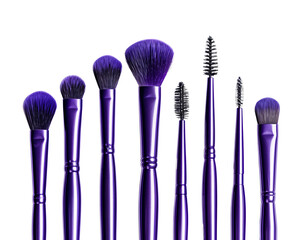  Set of Purple cosmetic brushes Visual Symphony of Makeup Artistry isolated on HD background Online cosmetic Shopping concept