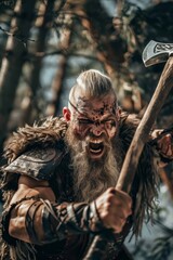 Warriors of the world ancient viking warrior BARBARIAN Generative AI