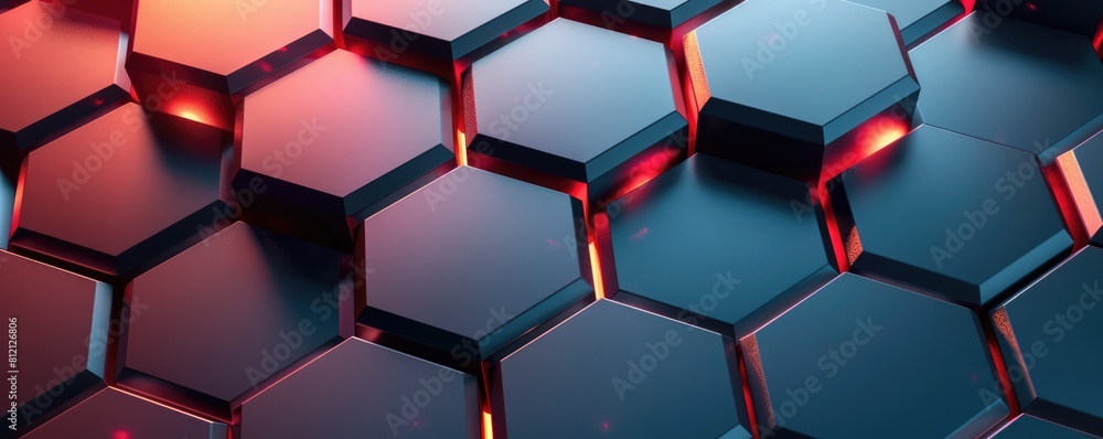 Poster abstract technology background with hexagons and light