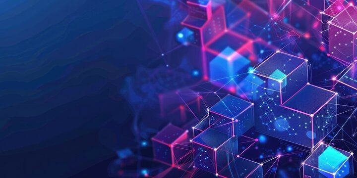 abstract digital geometric cubes background with copy space