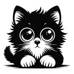 Cute cat animal vector cat silhouettes and icons