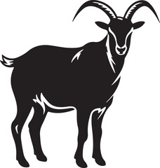 Flat design goat silhouette, isolated white background.