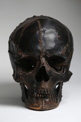 Leather Covered Skull with Cracked Texture
