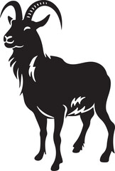 Fototapeta premium Flat design goat silhouette, isolated white background.