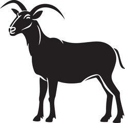 Flat design goat silhouette, isolated white background.