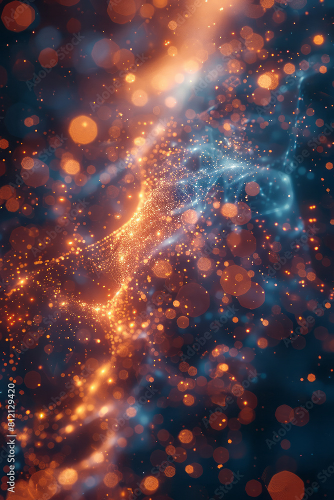 Poster concept art of quantum decoherence, showing particles gradually losing their quantum characteristics