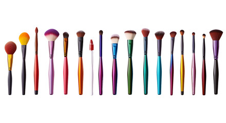 Set of cosmetic brushes Visual Symphony of Makeup Artistry isolated on HD background Online cosmetic Shopping concept