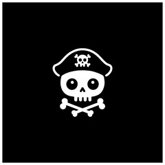 icon skull of pirate symbol logo cartoon cute