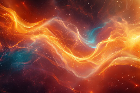 Abstract representation of gravitational redshift, with light waves stretching near a neutron star,