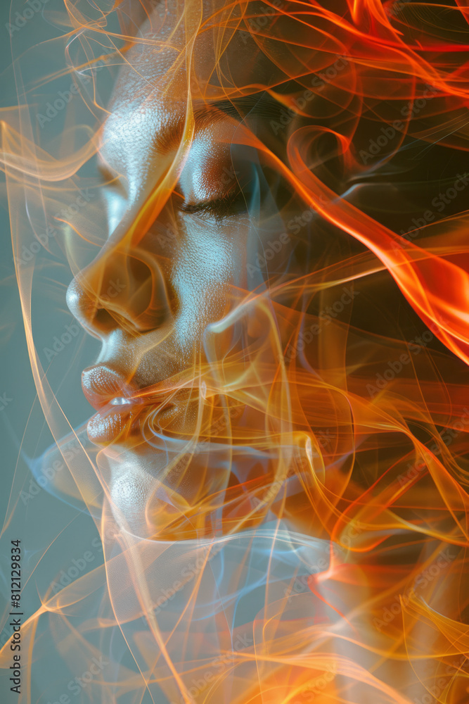 Poster Abstract art showing the contraction of spacetime in front of an object moving at relativistic speeds,
