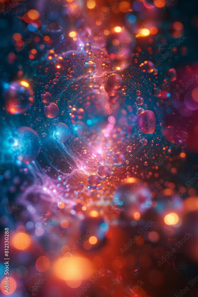 Aufkleber visualization of the feynman diagrams for particle interactions in a colorful, educational style,