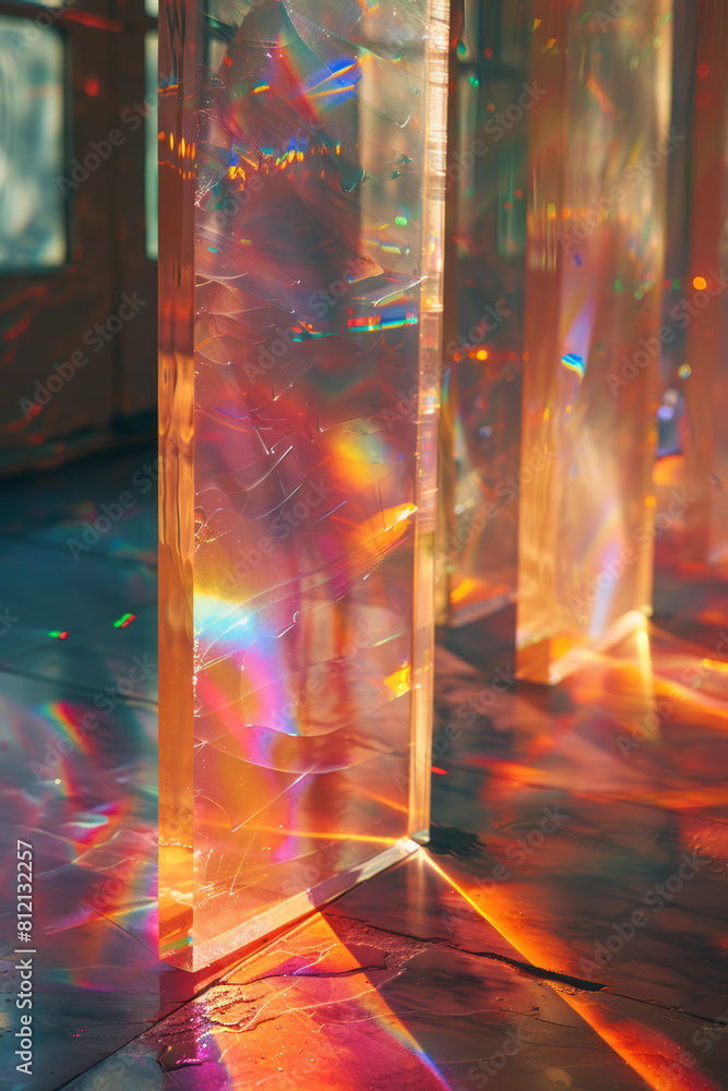 Poster Abstract visualization of light undergoing refraction as it enters a different medium, changing direction,