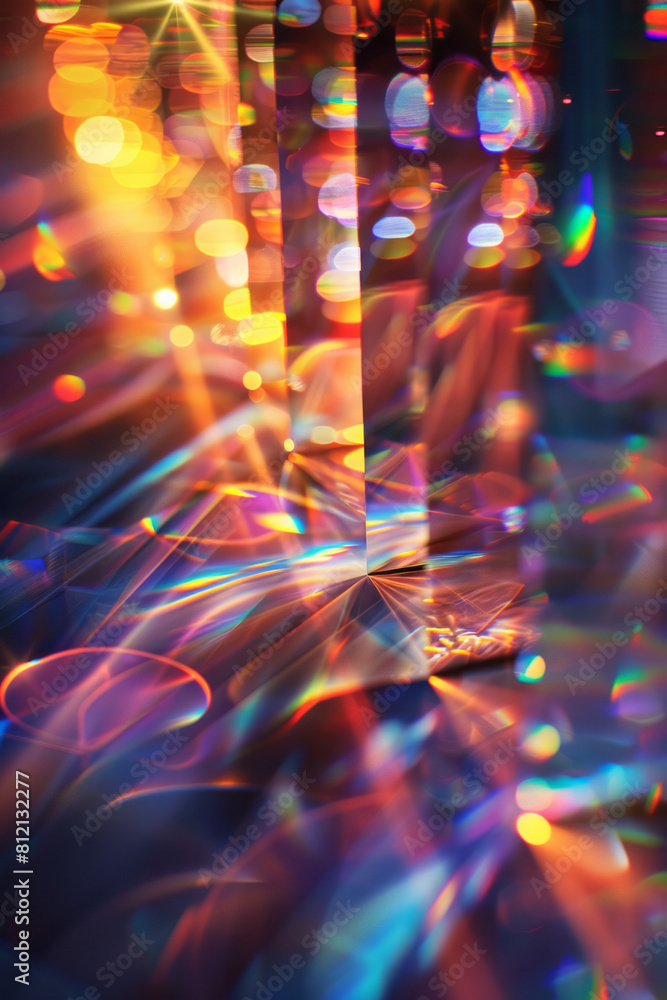 Poster abstract visualization of light undergoing refraction as it enters a different medium, changing dire