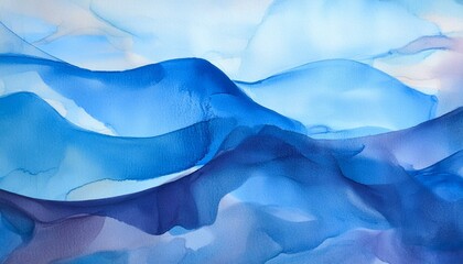 Obraz premium Aqua Aura: Blue Watercolor Texture with Wave Design