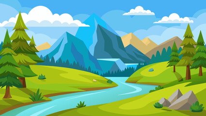 cartoon of beautiful natural vector illustration