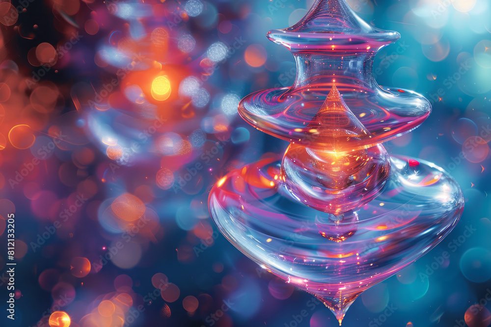 Poster conceptual artwork of a double pendulum in motion, showing unpredictable paths due to slight changes