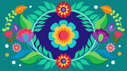  colorful floral frame cartoon vector illustration