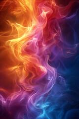 Illustration of a turbulent flow in a fluid, with chaotic eddies and swirls visualized in vibrant colors,