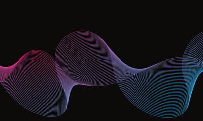 Abstract background with dynamic linear waves. Vector illustration in flat minimalistic style. Dynamic sound wave. Design element. Vector illustration.