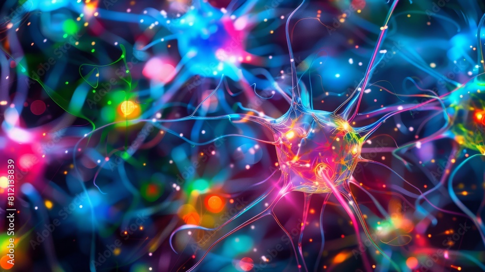 Poster The image is showing firing of synapses in the brain.