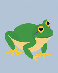 Obraz premium Cute Cartoon Frog Illustration on Blue Background