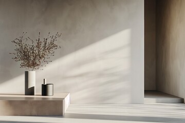 Minimalistic showcase with empty space. Design for product presentation in trendy, modern style